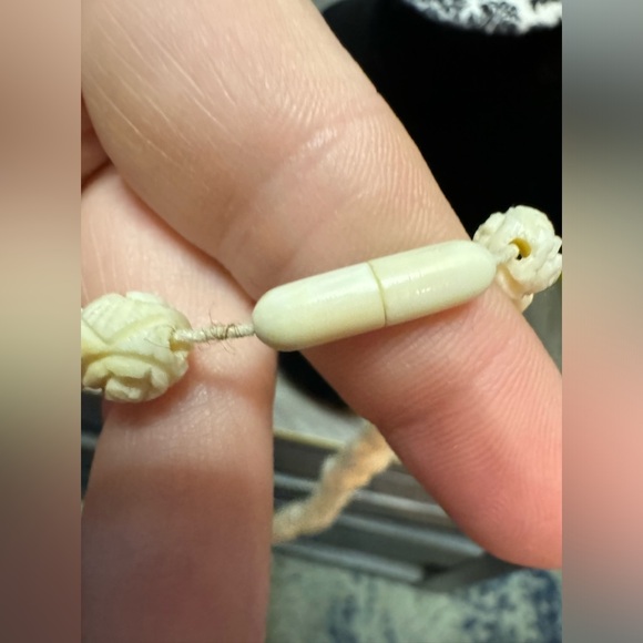 RARE Antique HandCarved Necklace/bracelet Earl 1900s Graduated Bead Floral 18” - Picture 6 of 8